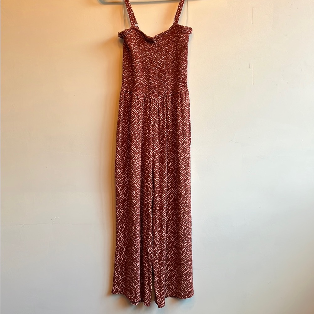 Old Navy Brick Red Jumpsuit with polka dots